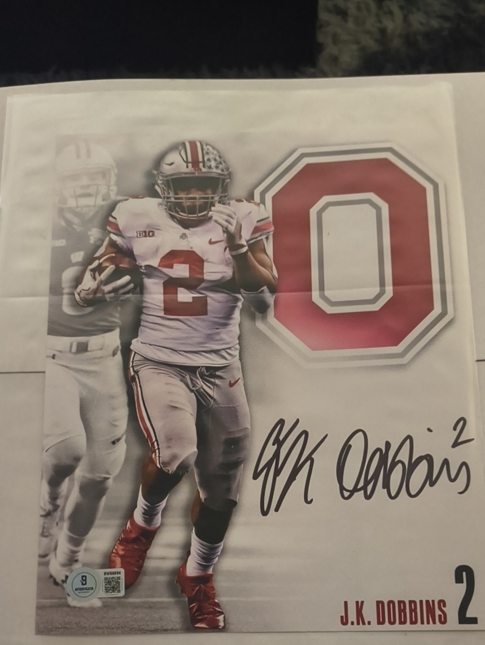 NFL White and Red J.K. Dobbins Poster